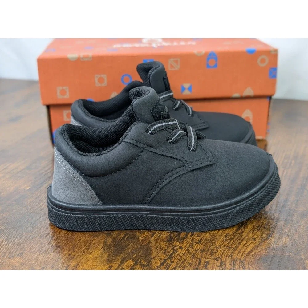 Oomphies Jace Boys Slip On Shoes Black Faux Leather Toddler Size 7C